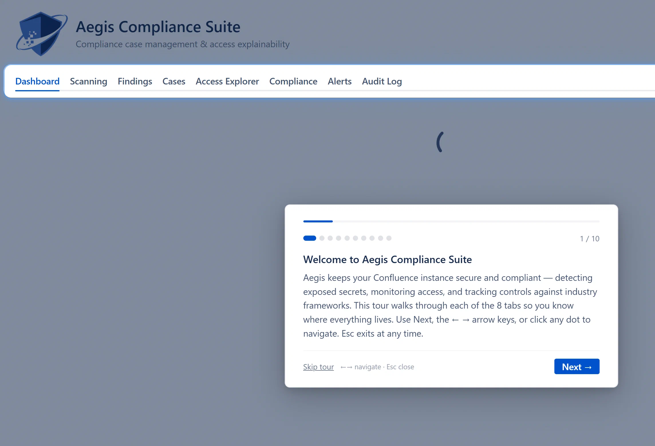 Onboarding banner with four suggested action links